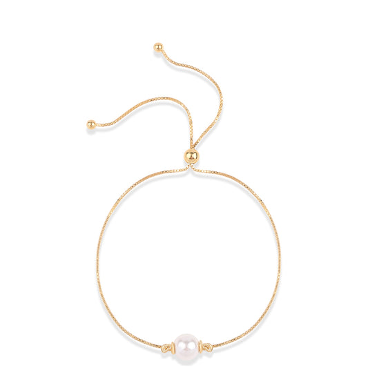 Pozlátený Strieborný Náramok s Bielou Sladkovodnou Perlou