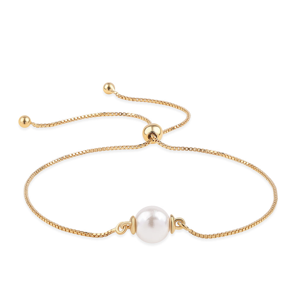 Pozlátený Strieborný Náramok s Bielou Sladkovodnou Perlou 1 