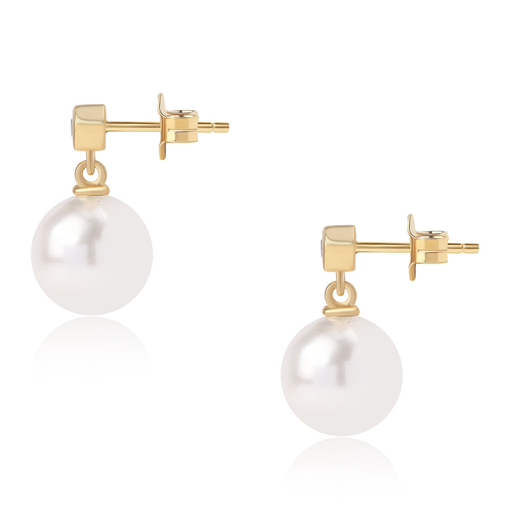 Pozlátené Strieborné Náušnice s Bielou Sladkovodnou Perlou a Bielym Topásom 3 