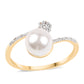 Pozlátený Strieborný Prsteň s Bielou Sladkovodnou Perlou a Bielym Topásom