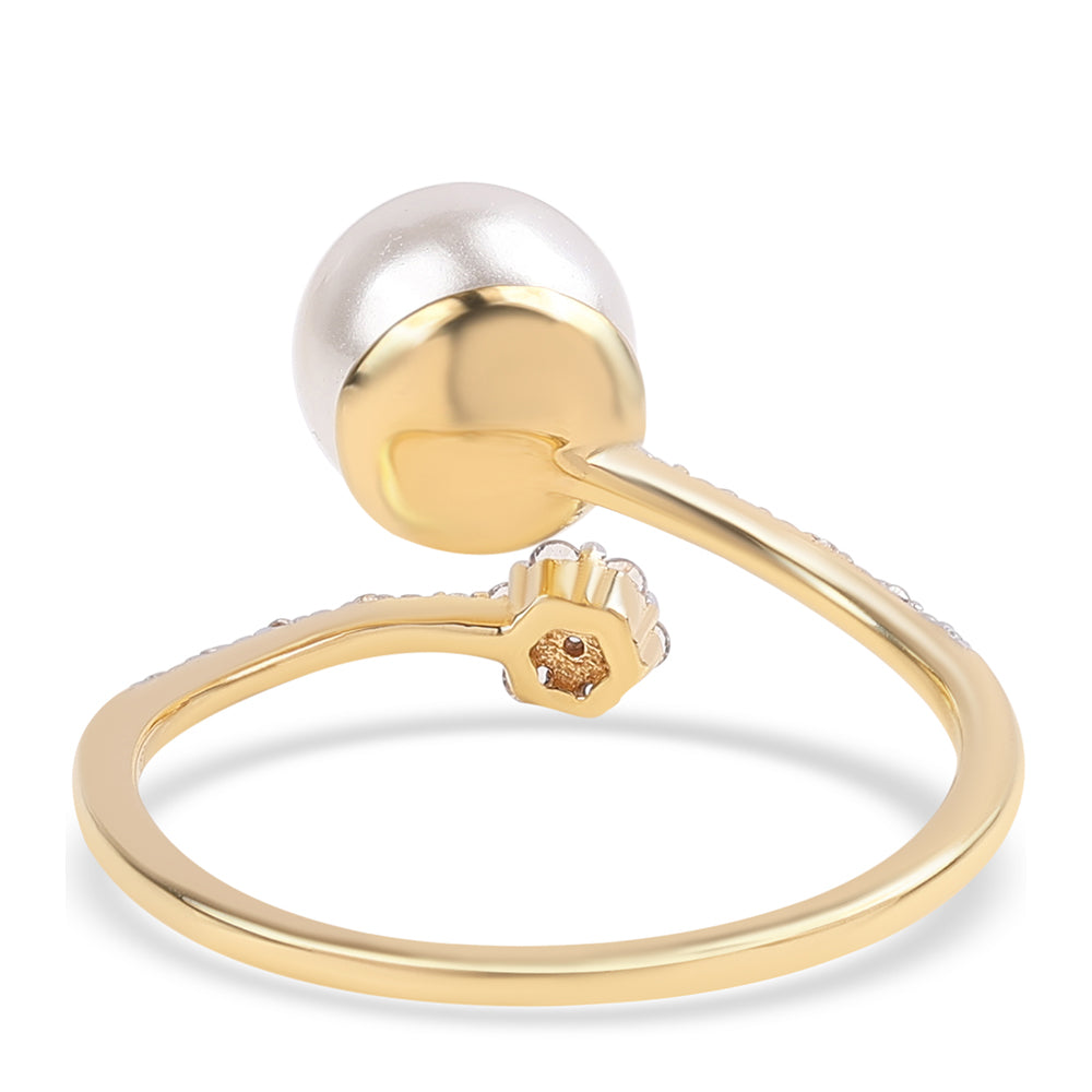 Pozlátený Strieborný Prsteň s Bielou Sladkovodnou Perlou a Bielym Topásom 3 