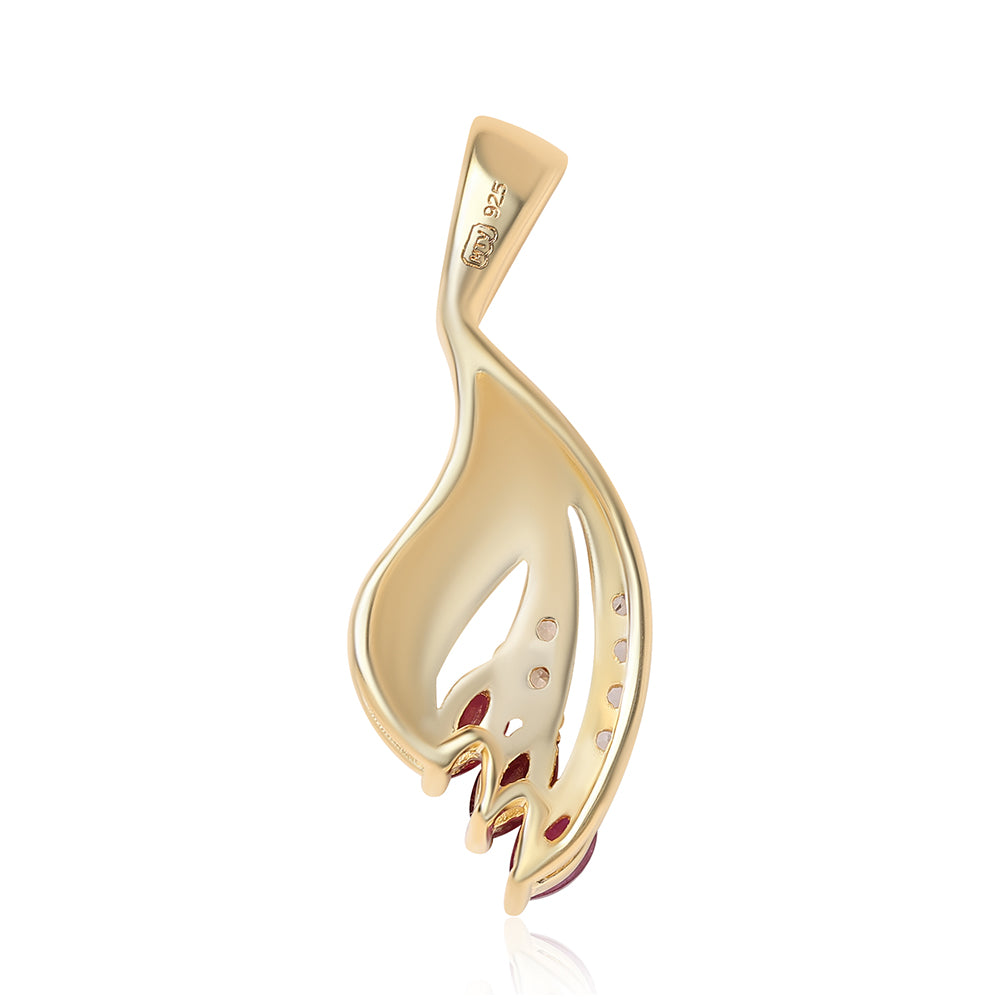 Pozlátený Strieborný Prívesok s Mozambickým Rubínom a Bielym Topásom 3 