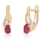 Pozlátené Strieborné Náušnice s Mozambickým Rubínom a Bielym Topásom