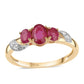 Pozlátený Strieborný Prsteň s Mozambickým Rubínom a Bielym Topásom
