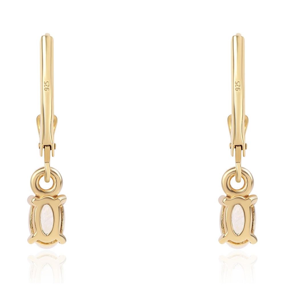 Pozlátené Strieborné Náušnice s AA dúhovým mesačným kameňom 3 