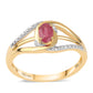 Pozlátený Strieborný Prsteň s Mozambickým Rubínom a Bielym Topásom