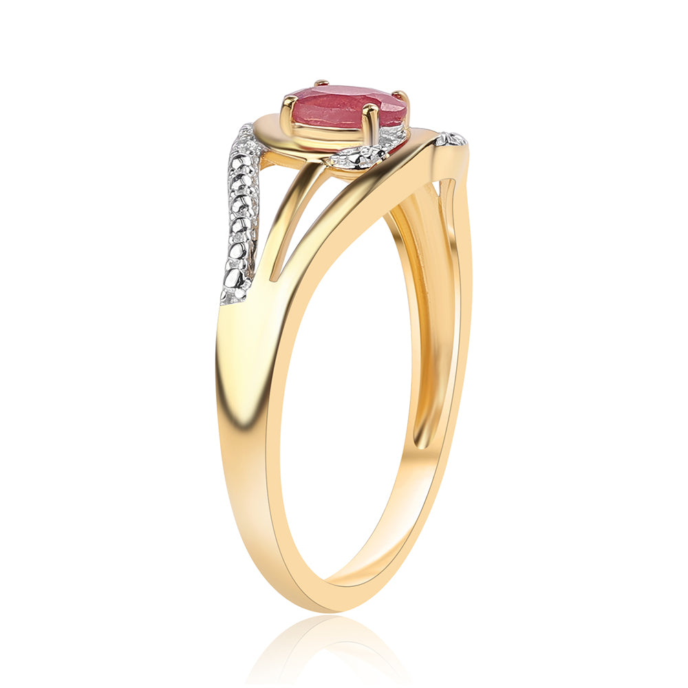 Pozlátený Strieborný Prsteň s Mozambickým Rubínom a Bielym Topásom 3 