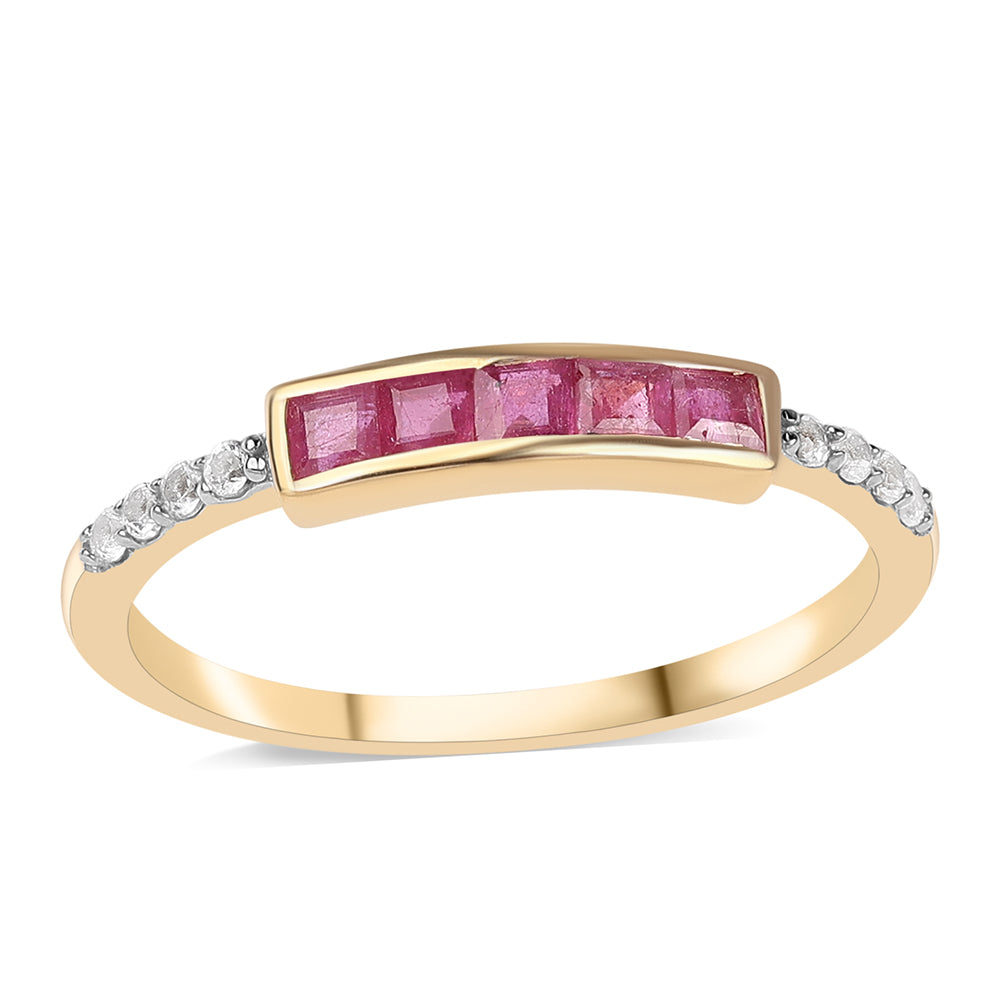 Pozlátený Strieborný Prsteň s Mozambickým Rubínom a Bielym Topásom 1 