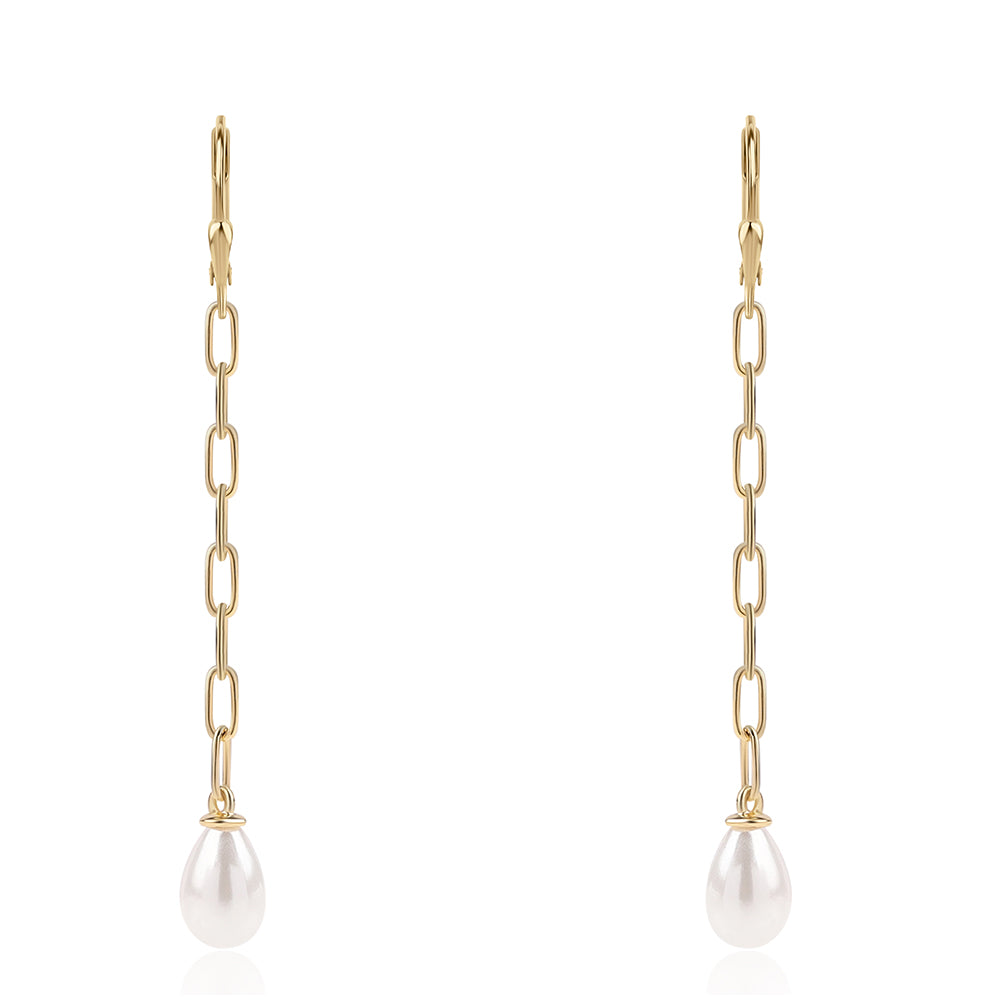 Pozlátené Strieborné Náušnice s Bielou Sladkovodnou Perlou 2 