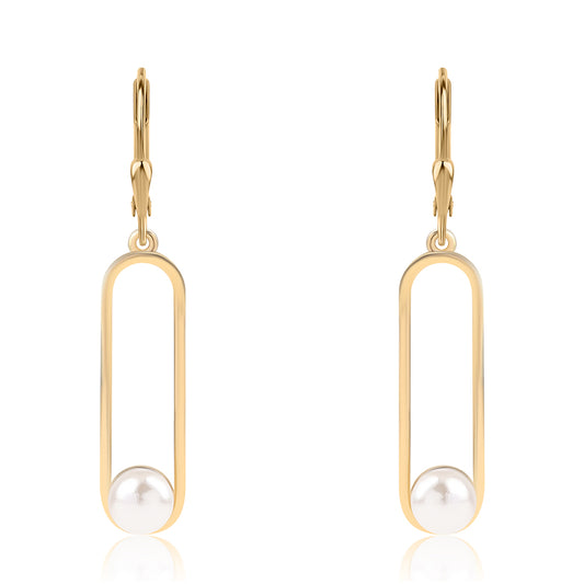 Pozlátené Strieborné Náušnice s Bielou Sladkovodnou Perlou