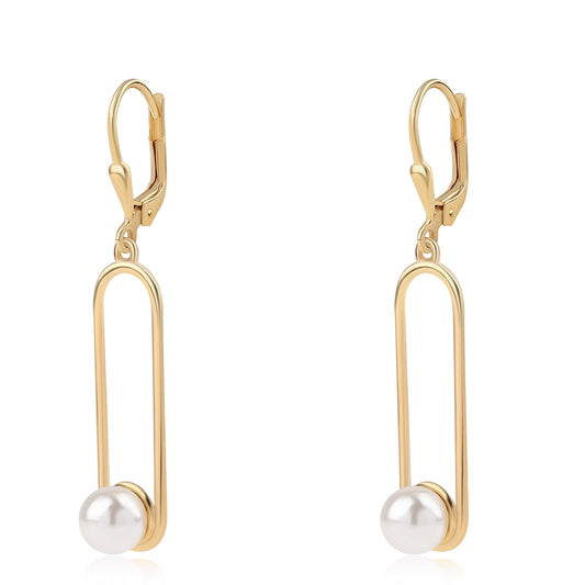 Pozlátené Strieborné Náušnice s Bielou Sladkovodnou Perlou