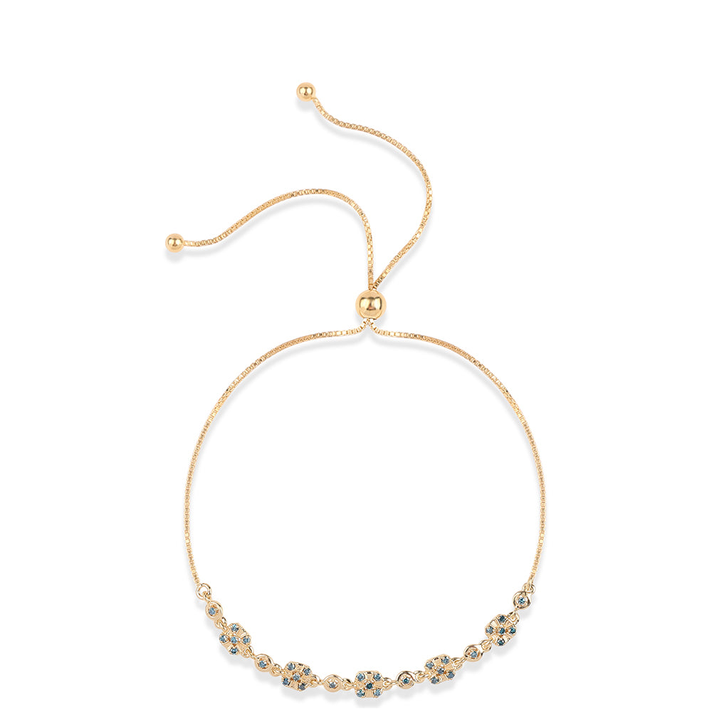 Pozlátený Strieborný Náramok s Modrým Diamantom