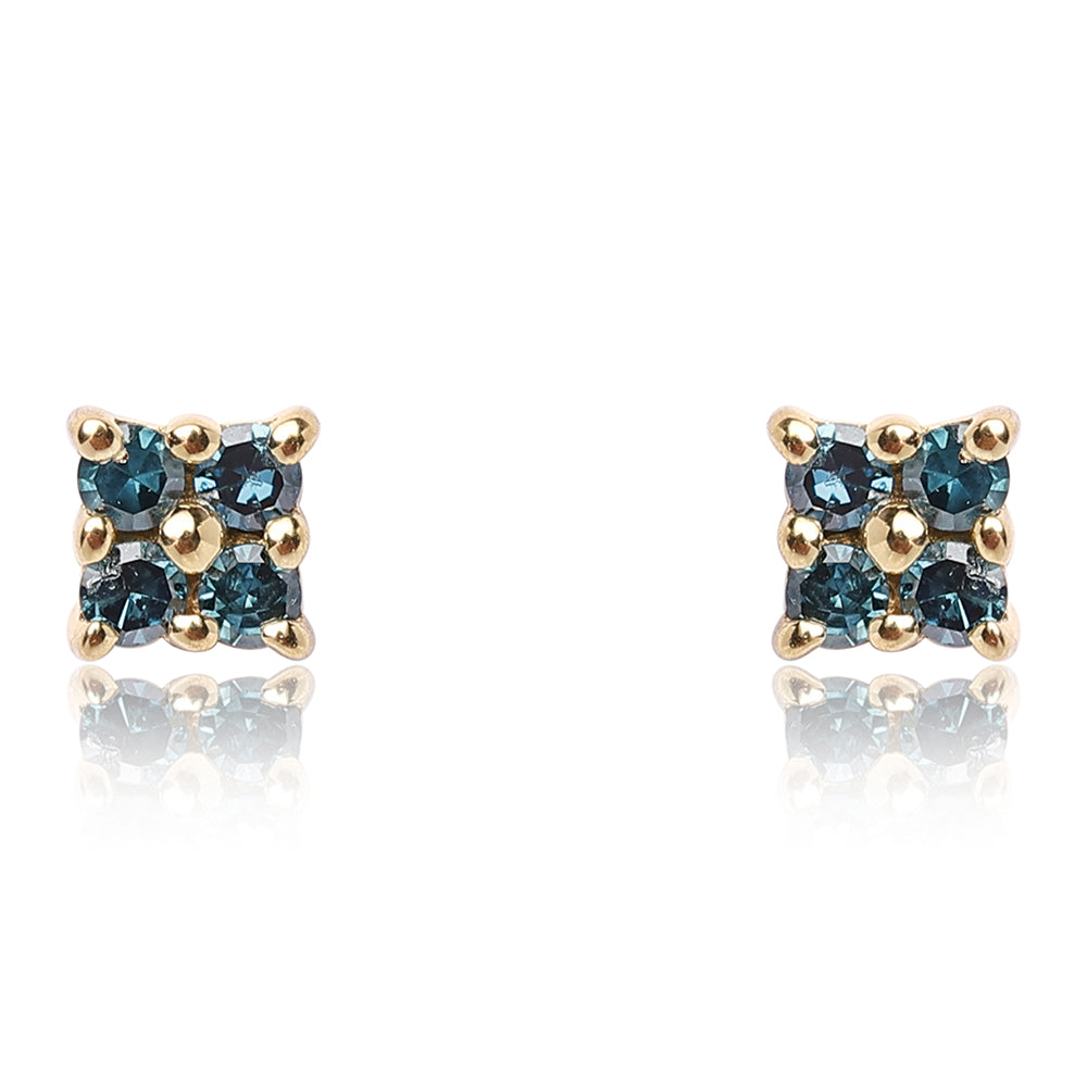 Pozlátené Strieborné Náušnice s Modrým Diamantom 1 