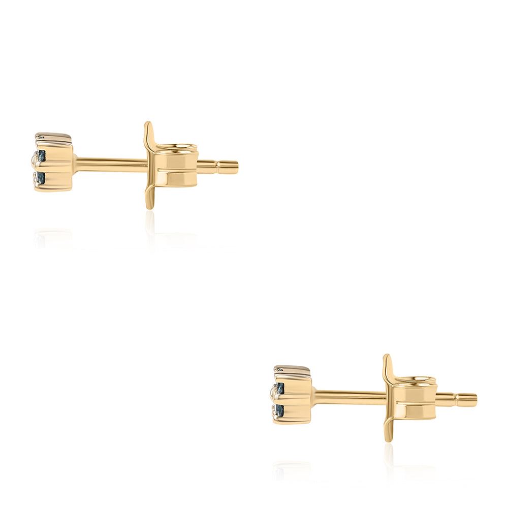 Pozlátené Strieborné Náušnice s Modrým Diamantom 2 