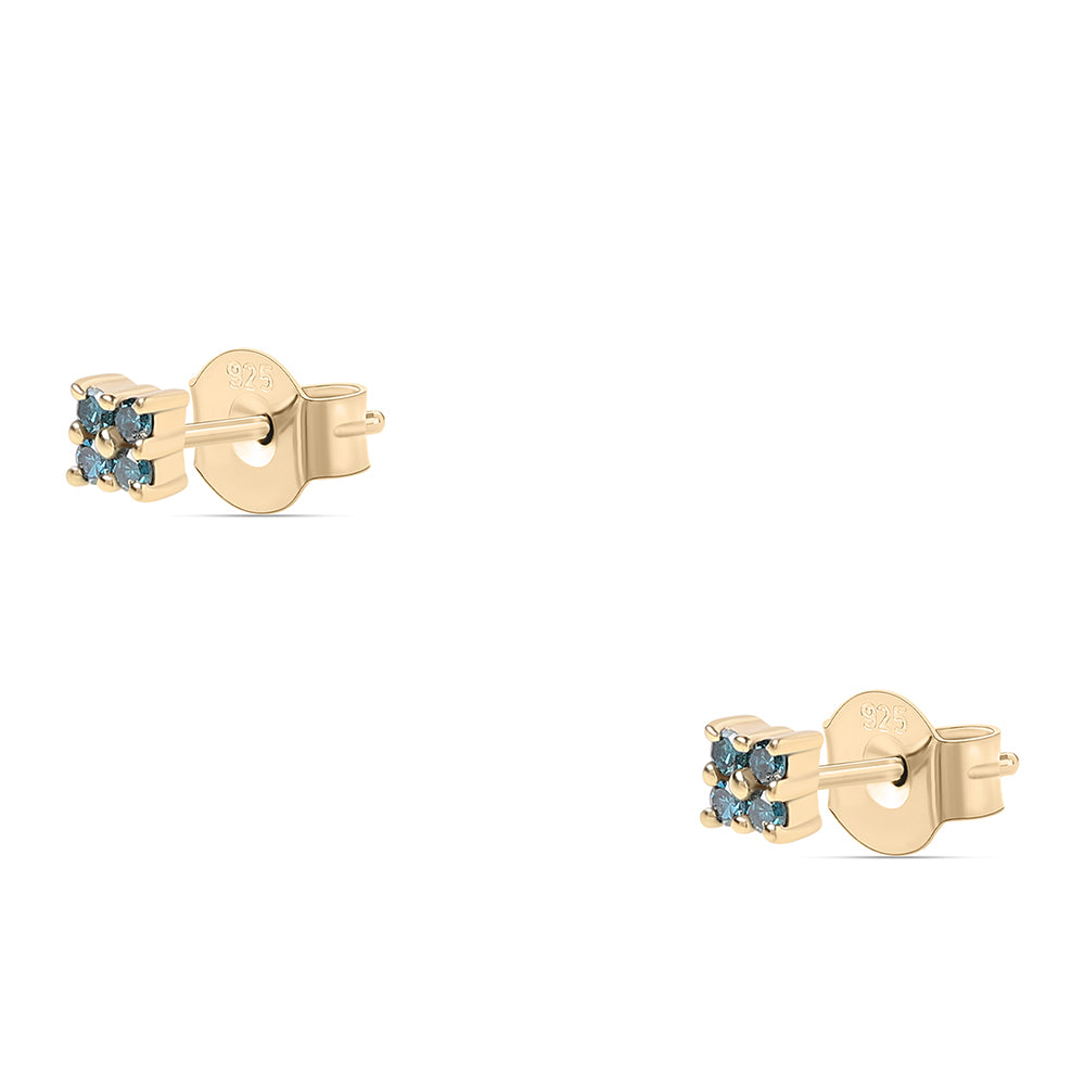 Pozlátené Strieborné Náušnice s Modrým Diamantom 3 