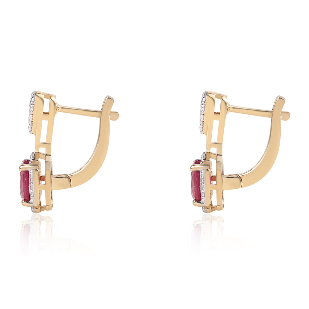 Pozlátené Strieborné Náušnice s Mozambickým Rubínom a Bielym Topásom