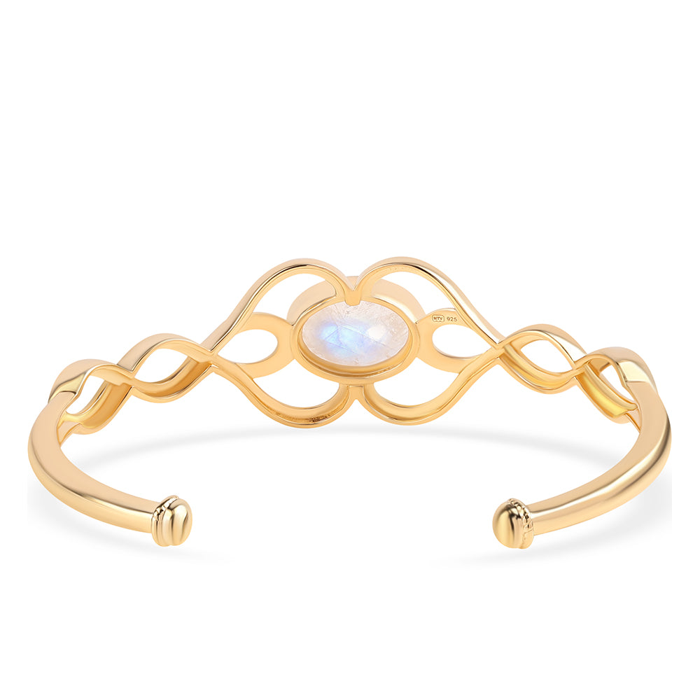 Pozlátený Strieborný Náramok s AA dúhovým mesačným kameňom 2 