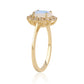 Pozlátený Strieborný Prsteň s AA dúhovým mesačným kameňom a Bielym Topásom
