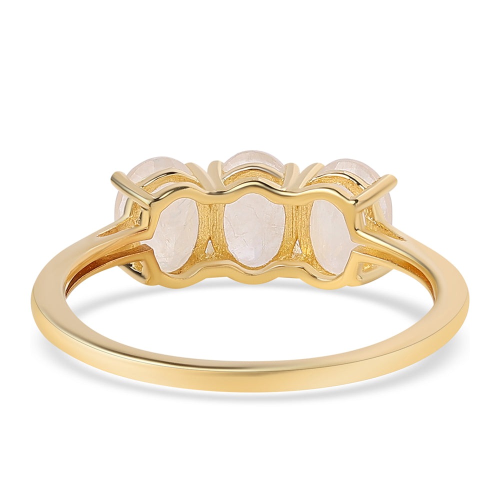 Pozlátený Strieborný Prsteň s AA dúhovým mesačným kameňom 3 