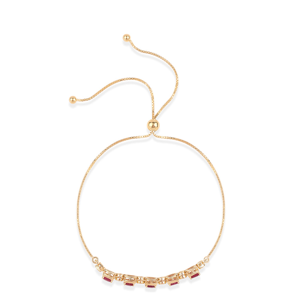 Pozlátený Strieborný Náramok s Mozambickým Rubínom a Bielym Topásom 3 