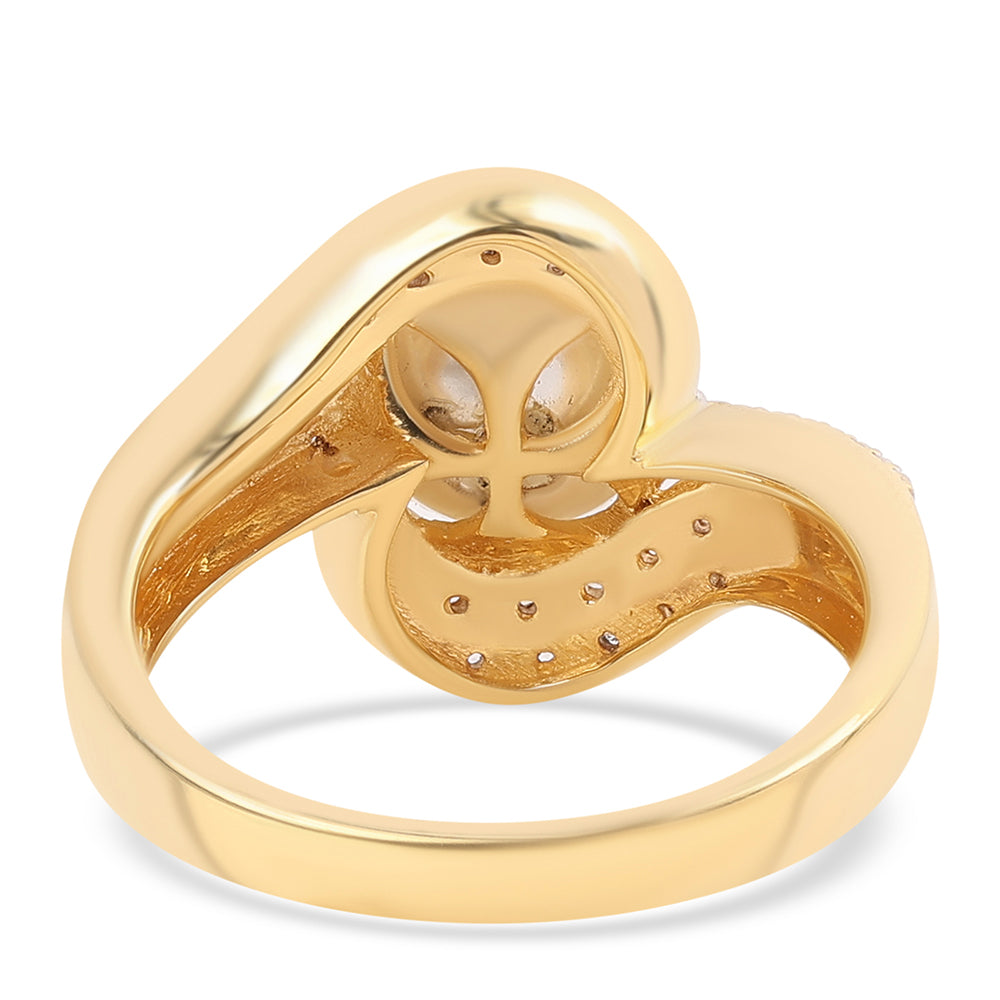 Pozlátený Strieborný Prsteň s Bielou Sladkovodnou Perlou a Bielym Topásom 2 