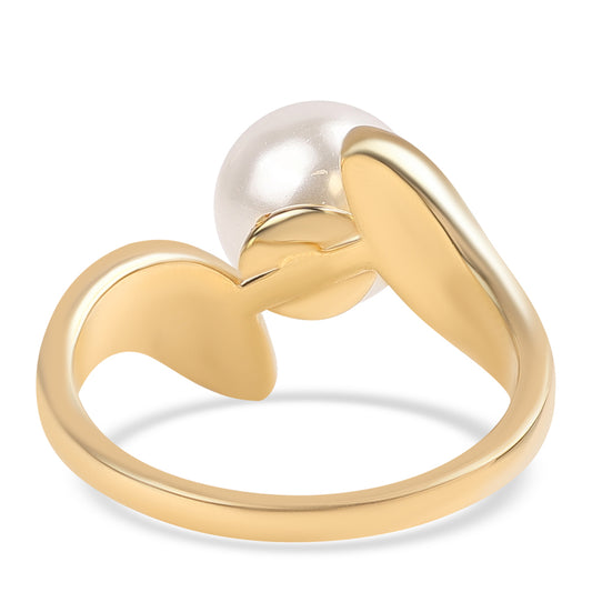 Pozlátený Strieborný Prsteň s Bielou Sladkovodnou Perlou a Bielym Topásom