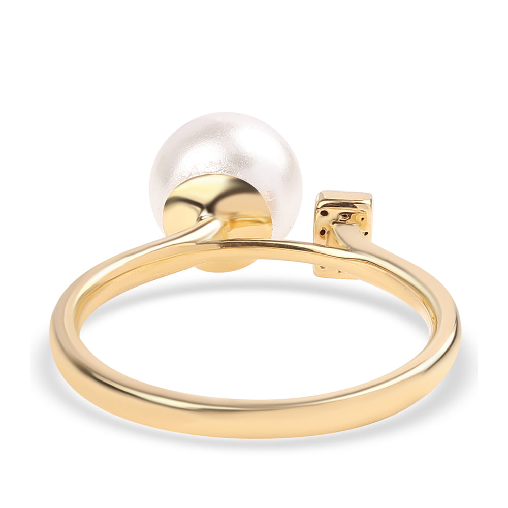 Pozlátený Strieborný Prsteň s Bielou Sladkovodnou Perlou a Bielym Topásom