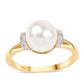 Pozlátený Strieborný Prsteň s Bielou Sladkovodnou Perlou a Bielym Topásom