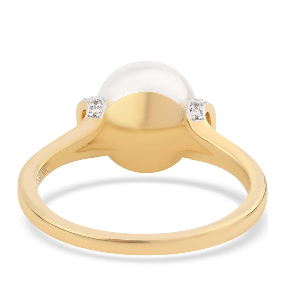 Pozlátený Strieborný Prsteň s Bielou Sladkovodnou Perlou a Bielym Topásom 3 