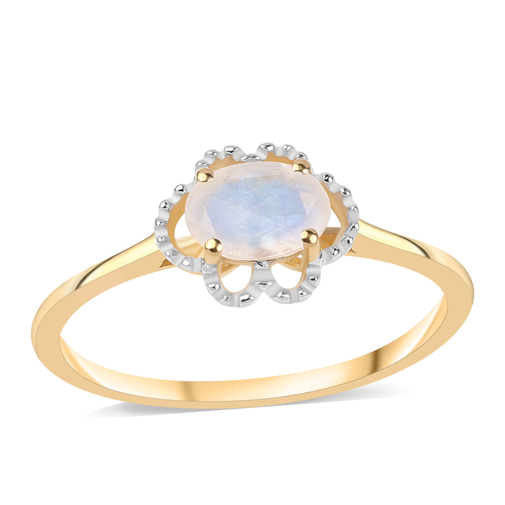 Pozlátený Strieborný Prsteň s AA dúhovým mesačným kameňom 1 