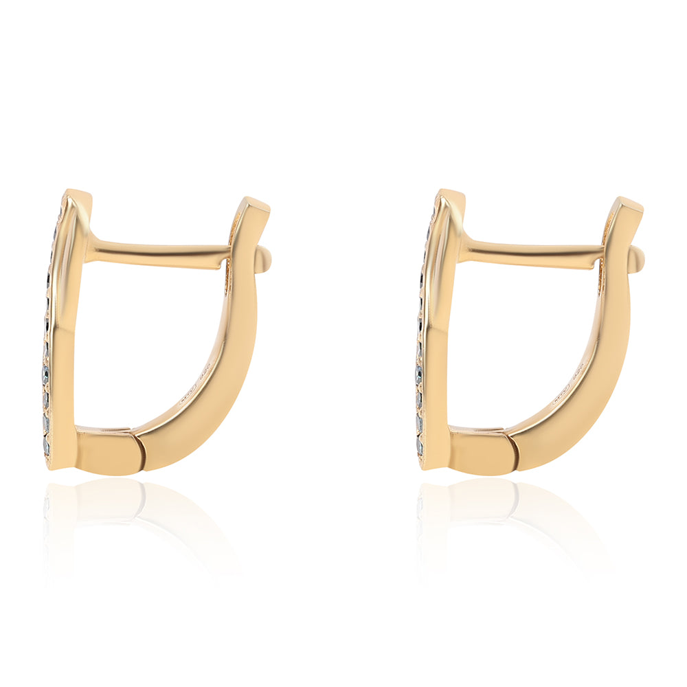 Pozlátené Strieborné Náušnice s Modrým Diamantom 2 