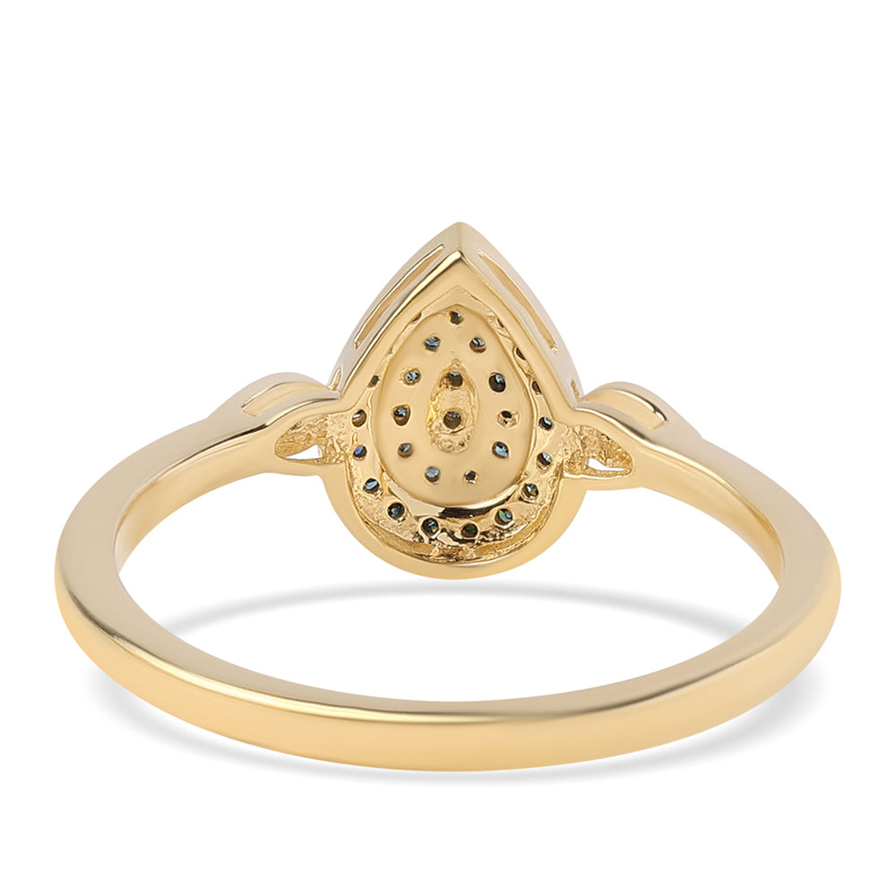 Pozlátený Strieborný Prsteň s Modrým Diamantom 2 