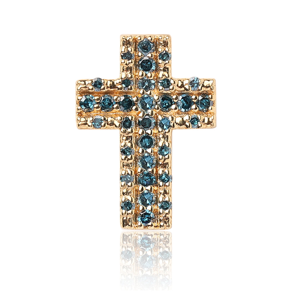Kríž Pozlátený Strieborný Prívesok s Modrým Diamantom a Bielym Diamantom 1 