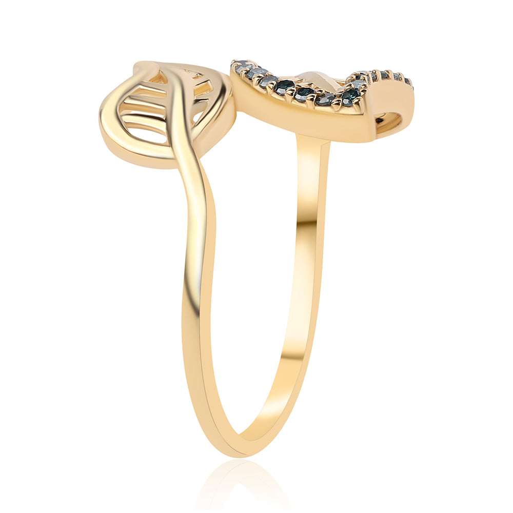 Pozlátený Strieborný Prsteň s Modrým Diamantom