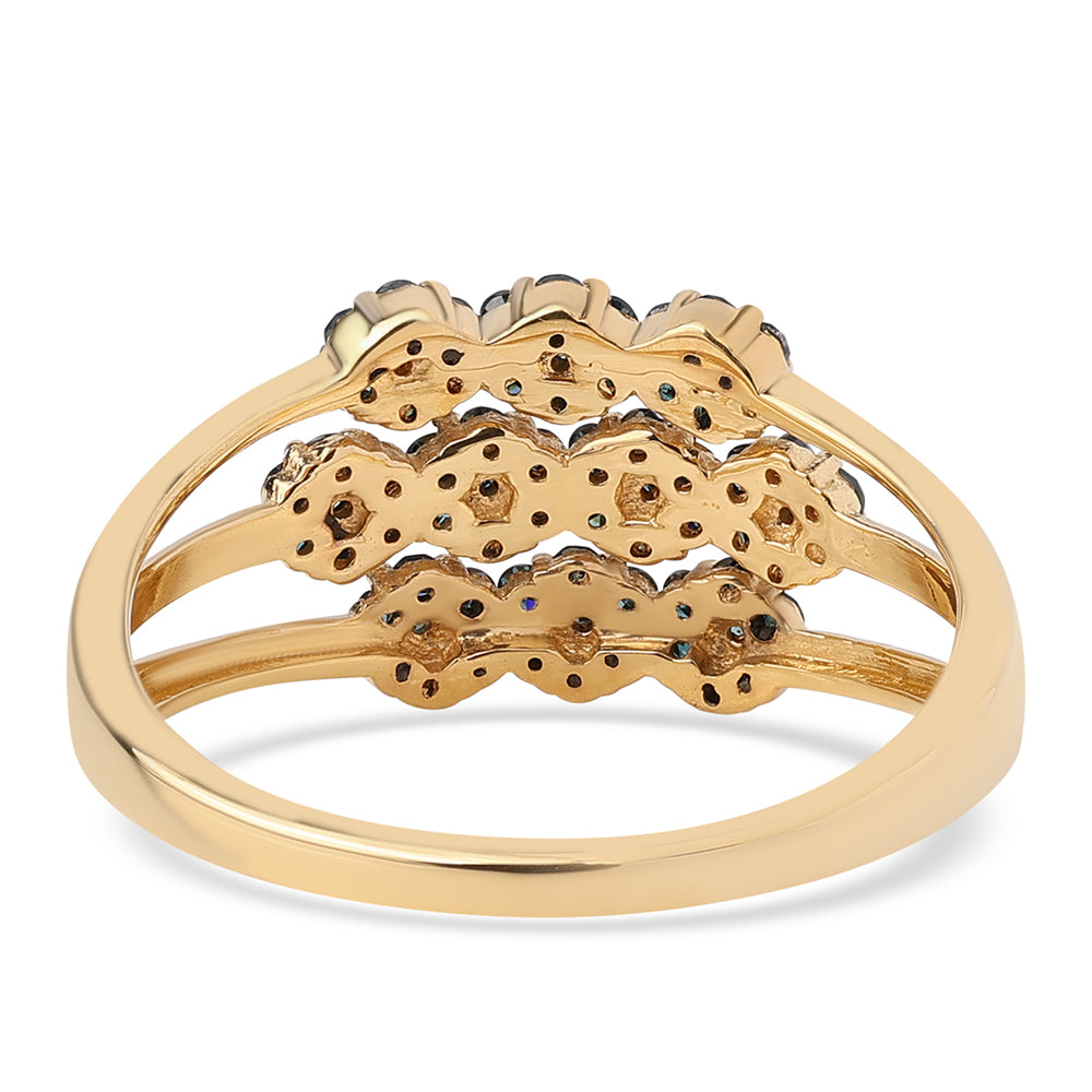 Pozlátený Strieborný Prsteň s Modrým Diamantom 2 