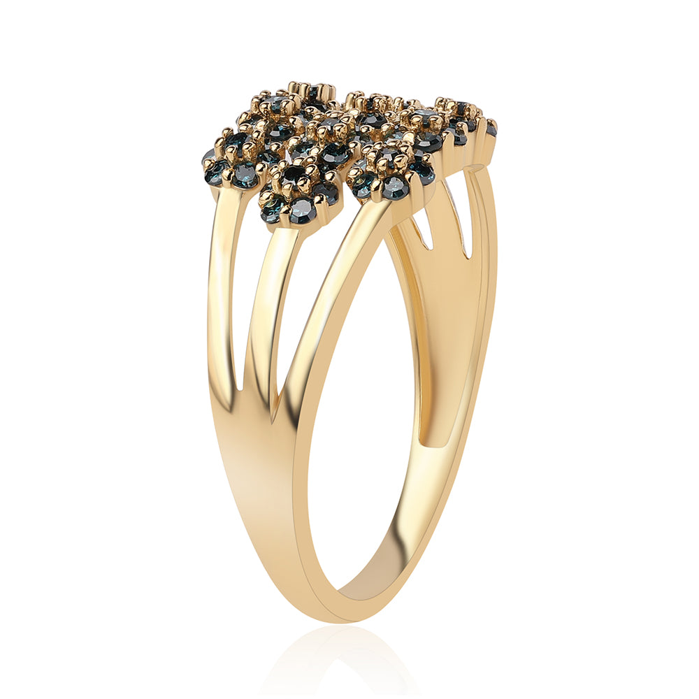Pozlátený Strieborný Prsteň s Modrým Diamantom 3 