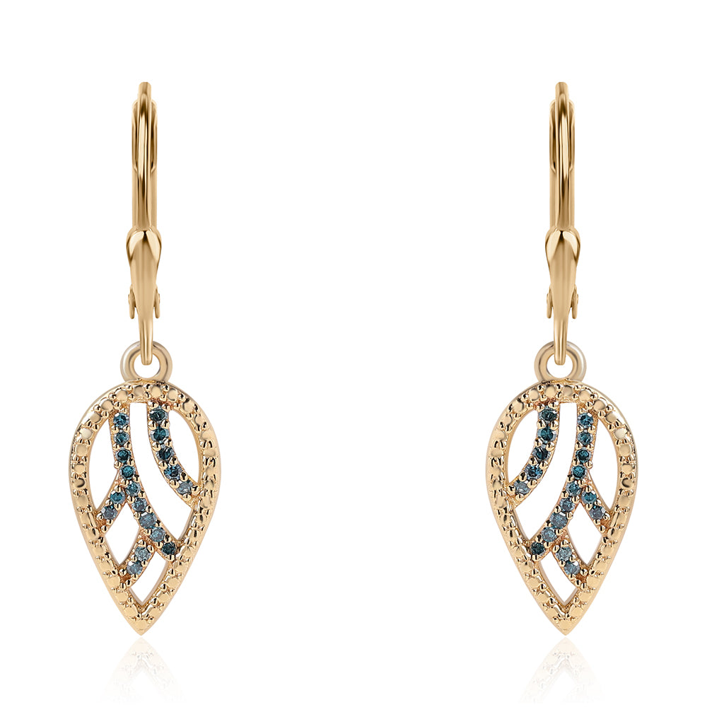 Pozlátené Strieborné Náušnice s Modrým Diamantom 2 