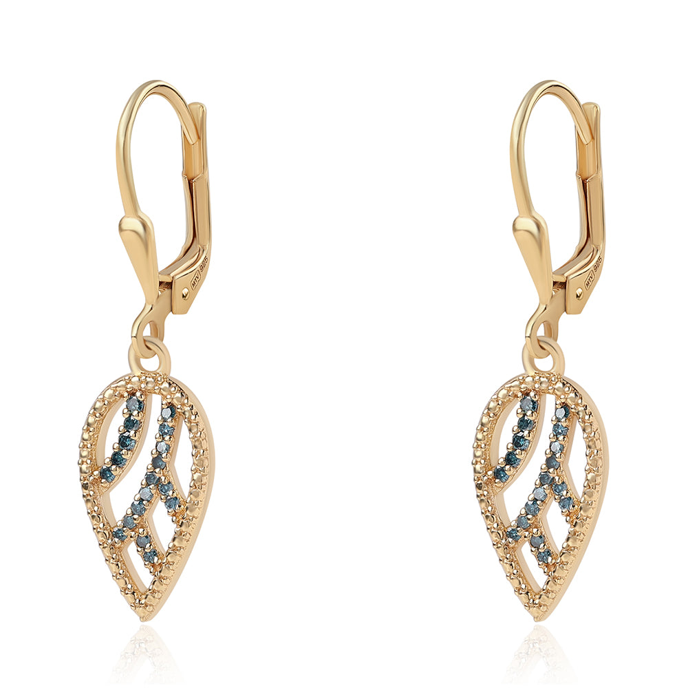 Pozlátené Strieborné Náušnice s Modrým Diamantom 1 