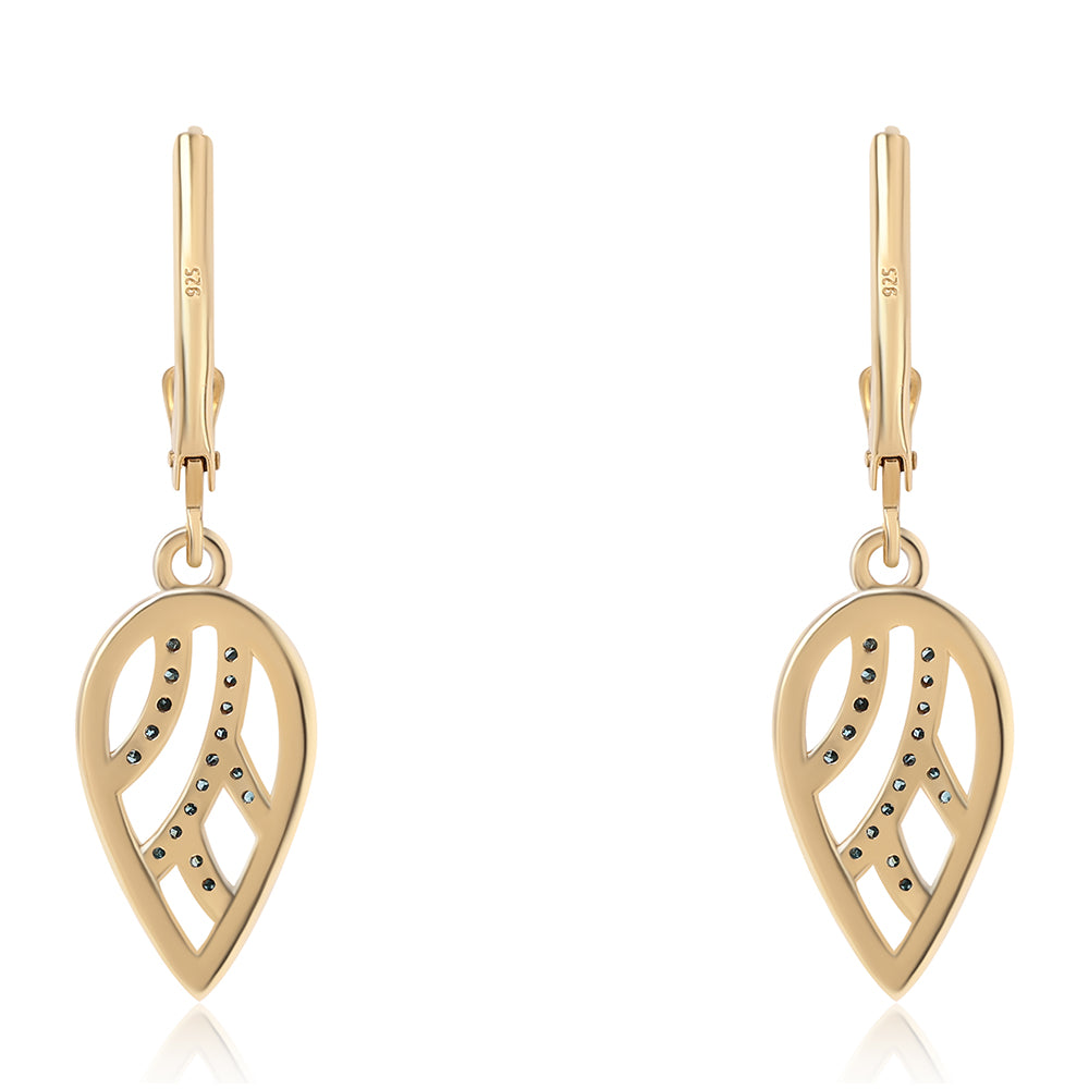 Pozlátené Strieborné Náušnice s Modrým Diamantom