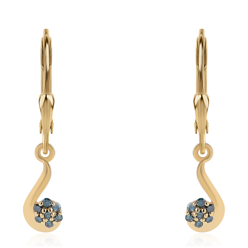 Pozlátené Strieborné Náušnice s Modrým Diamantom