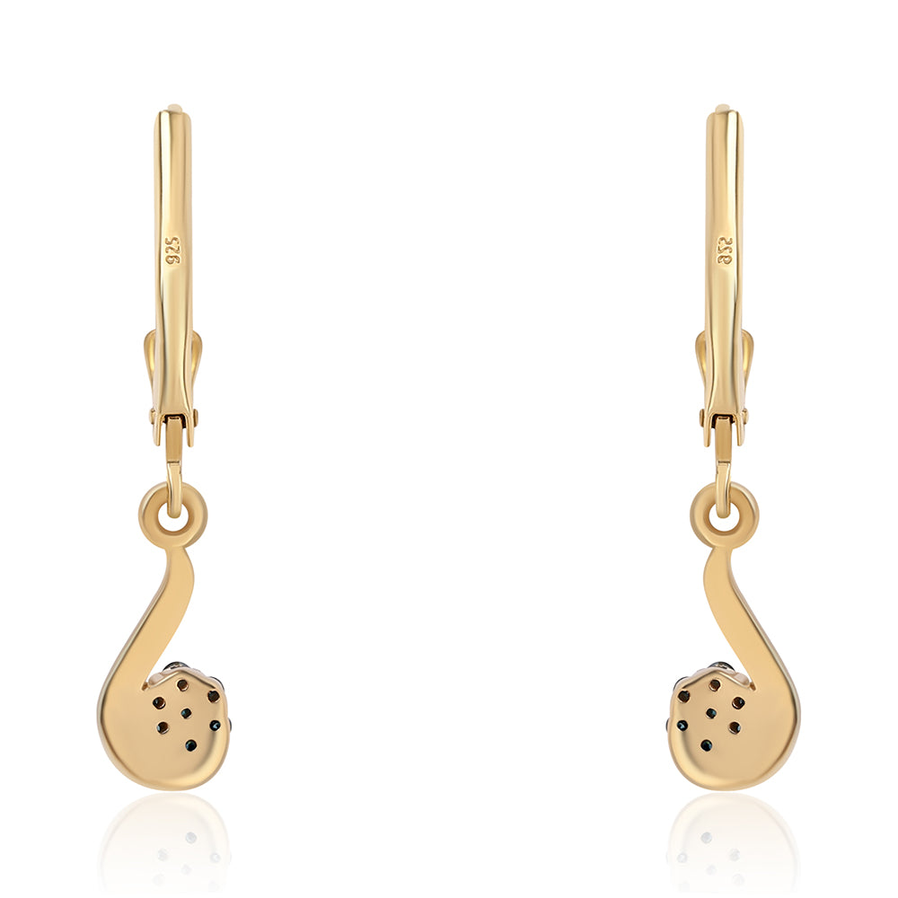 Pozlátené Strieborné Náušnice s Modrým Diamantom 3 