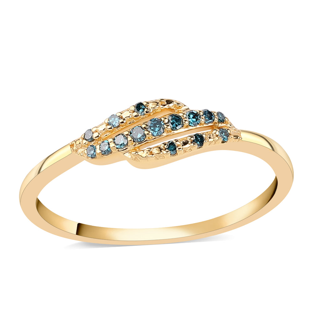 Pozlátený Strieborný Prsteň s Modrým Diamantom 1 