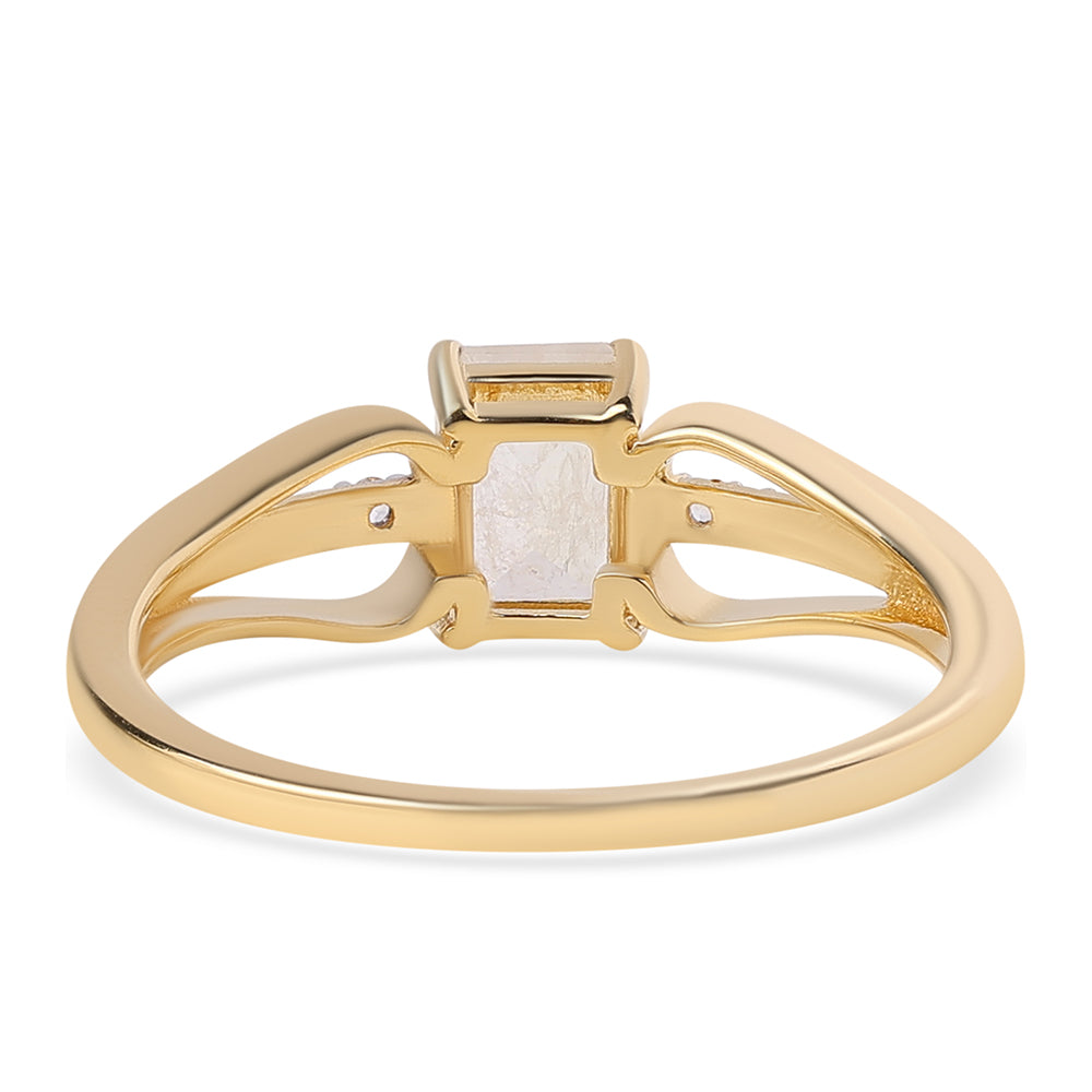 Pozlátený Strieborný Prsteň s AA dúhovým mesačným kameňom a Bielym Topásom 3 