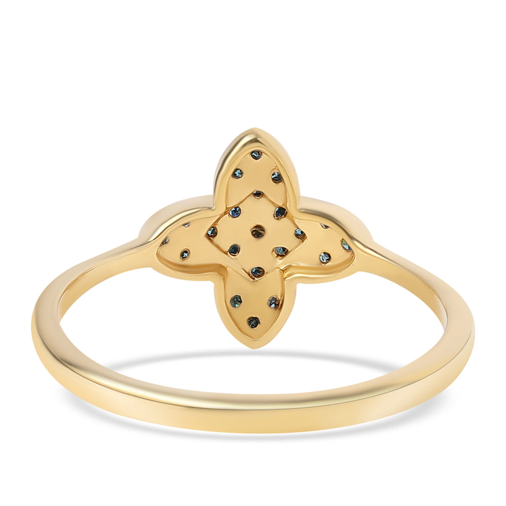 Pozlátený Strieborný Prsteň s Modrým Diamantom 2 