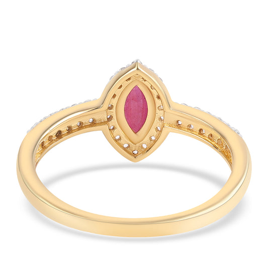 Pozlátený Strieborný Prsteň s Mozambickým Rubínom a Bielym Topásom