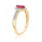 Pozlátený Strieborný Prsteň s Mozambickým Rubínom a Bielym Topásom
