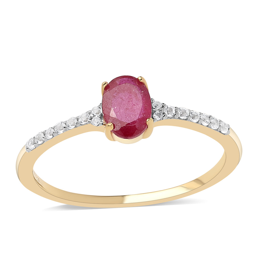 Pozlátený Strieborný Prsteň s Mozambickým Rubínom a Bielym Topásom 1 