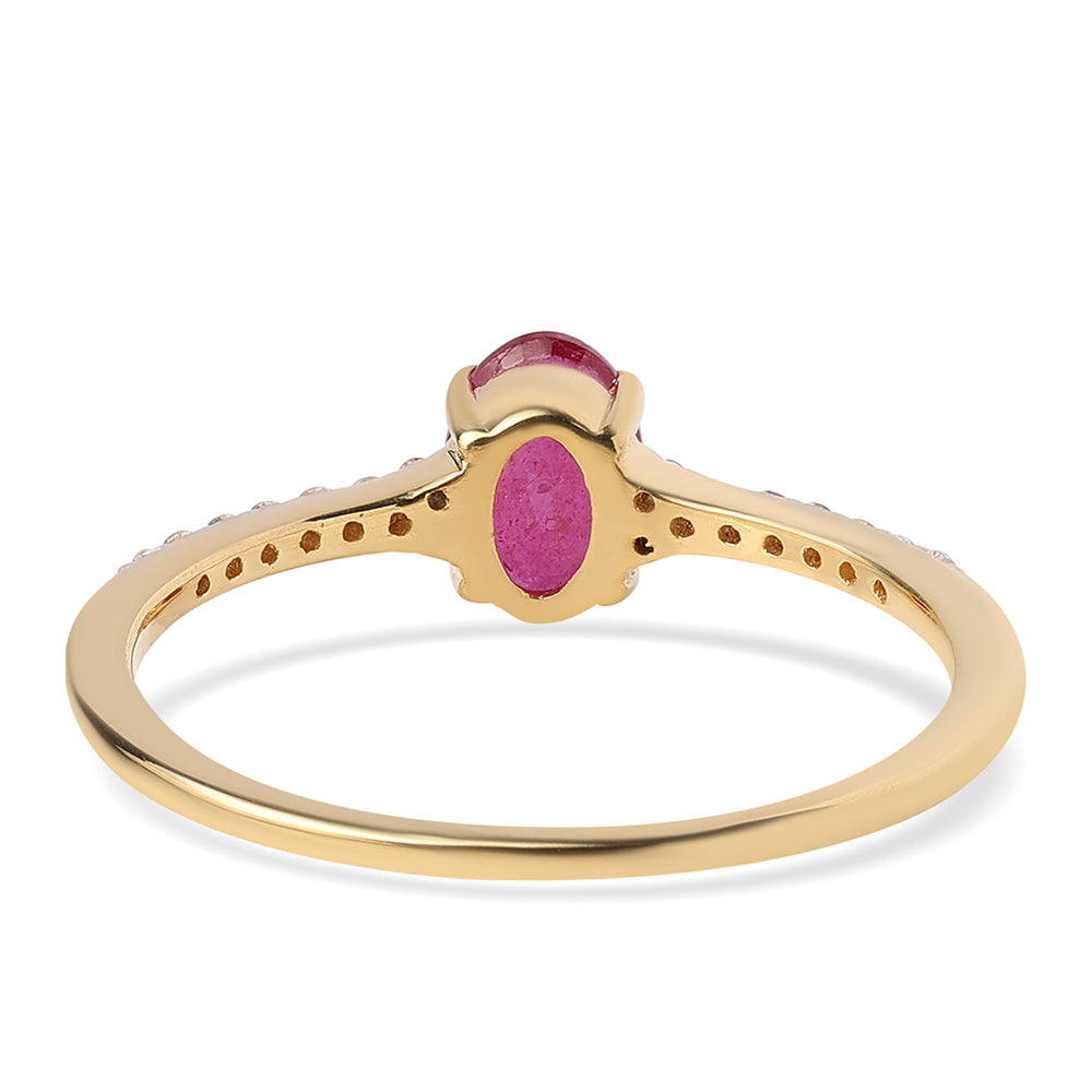 Pozlátený Strieborný Prsteň s Mozambickým Rubínom a Bielym Topásom 2 