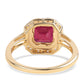 Pozlátený Strieborný Prsteň s Mozambickým Rubínom a Bielym Topásom