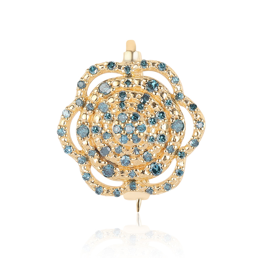 Pozlátený Strieborný s Modrým Diamantom a Bielym Diamantom